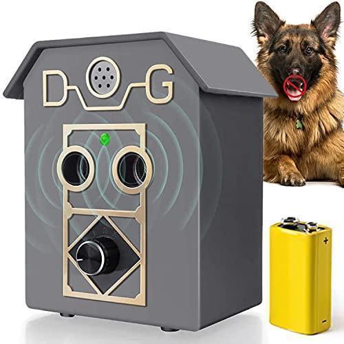 Sumao Anti Dog Bark Deterrent 50 Ft Automatically Waterproof with 4 Adjustable Modes 2 Ultrasonic Sound Speakers, Stop Barking Control Devices Dog Training for Indoor/Outdoor, Grey